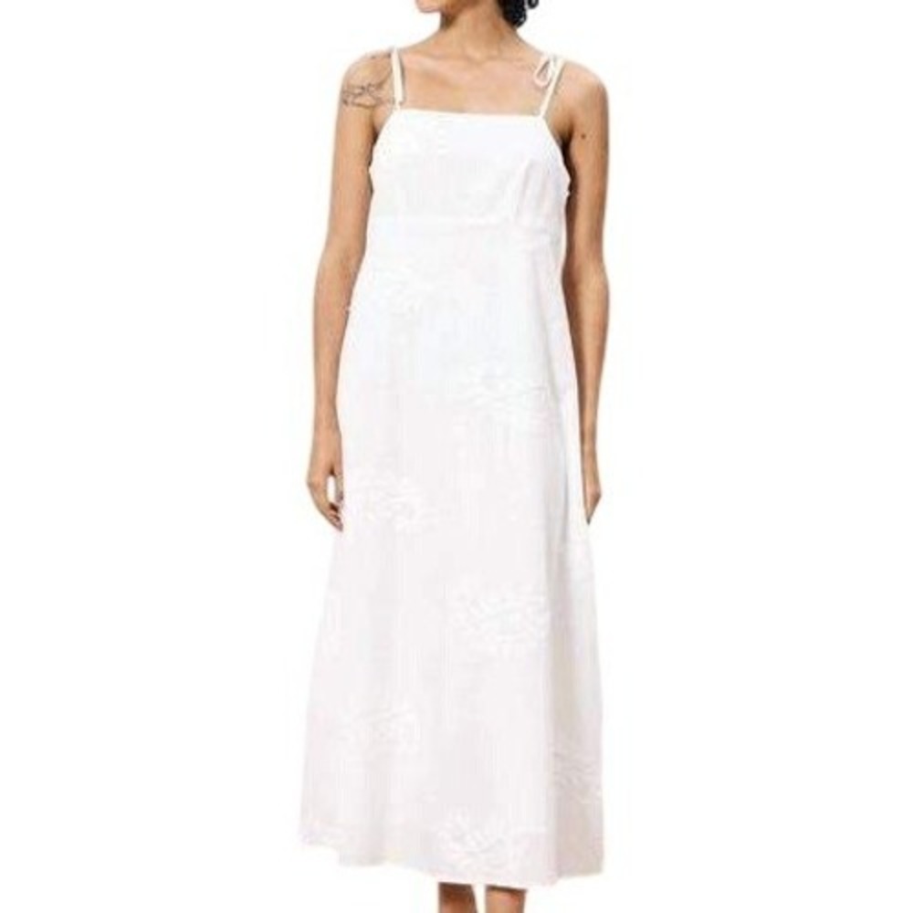 FRNCH Paris Nacera dress in white Cotton Embroidered‎ Midi Dress
